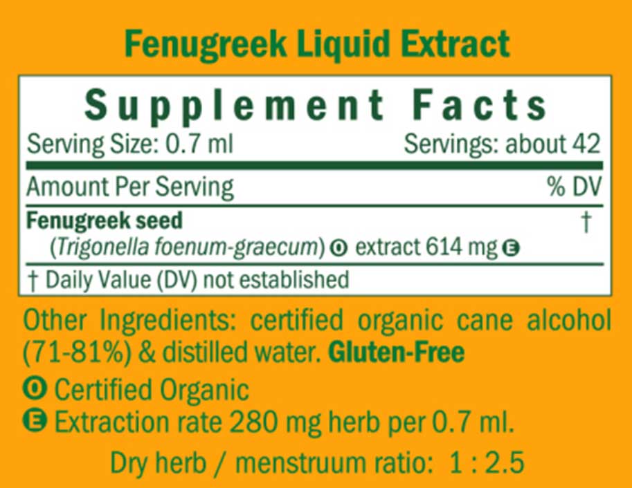 Herb Pharm Fenugreek Ingredients