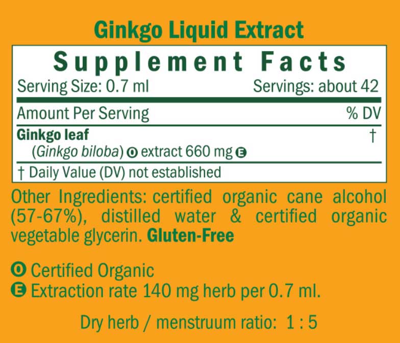Herb Pharm Ginkgo Ingredients
