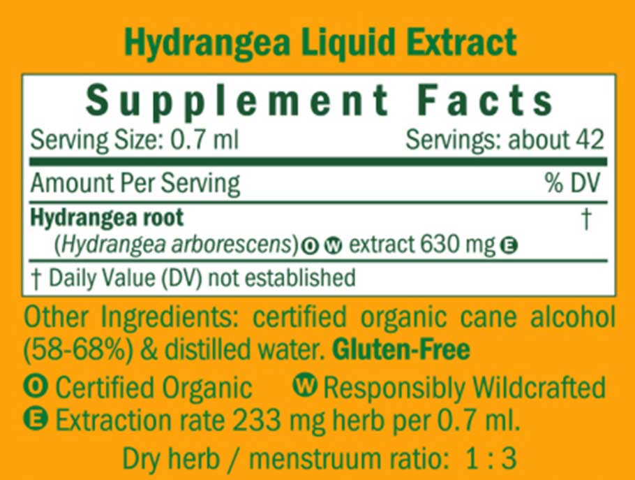 Herb Pharm Hydrangea Ingredients