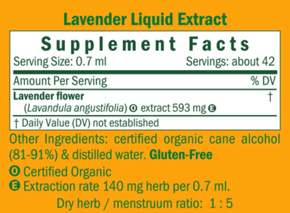 Herb Pharm Lavender Ingredients