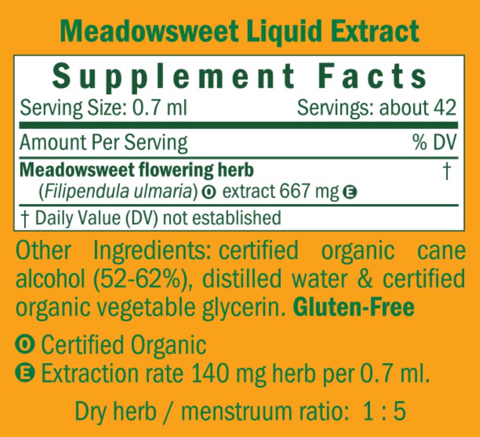Herb Pharm Meadowsweet Ingredients