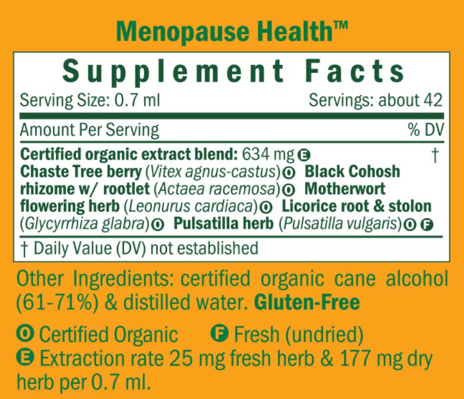 Herb Pharm Menopause Health Ingredients