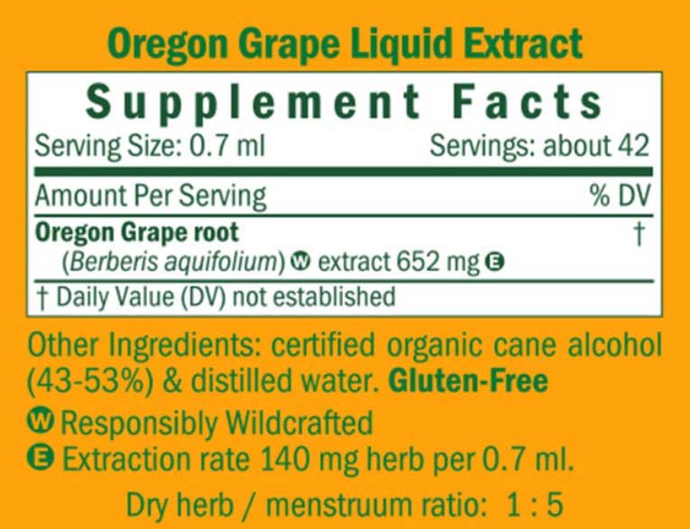 Herb Pharm Oregon Grape Ingredients