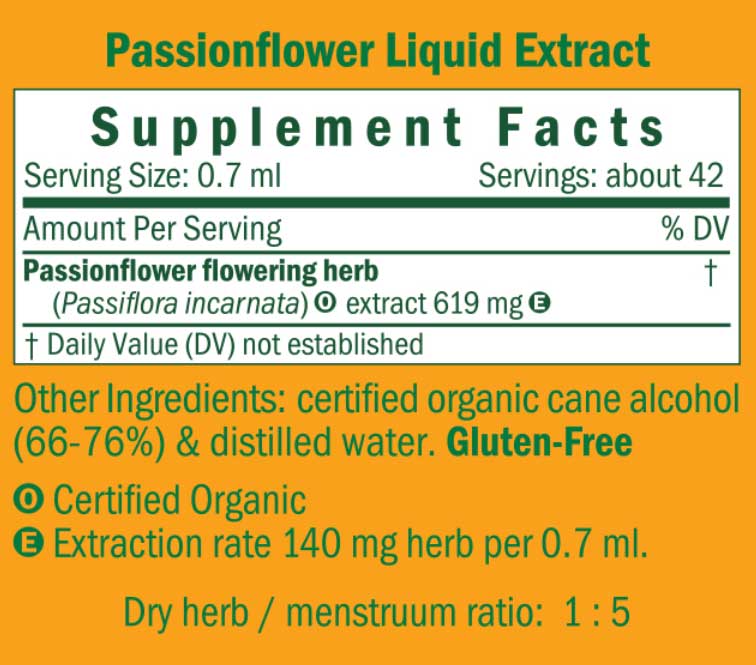 Herb Pharm Passionflower Ingredients