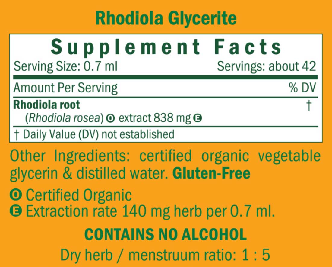 Herb Pharm Rhodiola Glycerite Alcohol-Free Ingredients