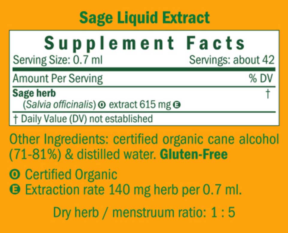 Herb Pharm Sage Ingredients