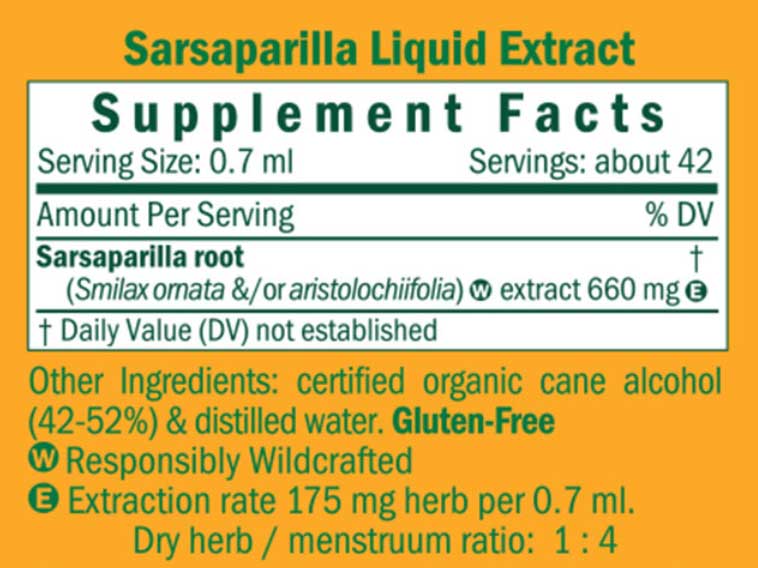 Herb Pharm Sarsaparilla Ingredients