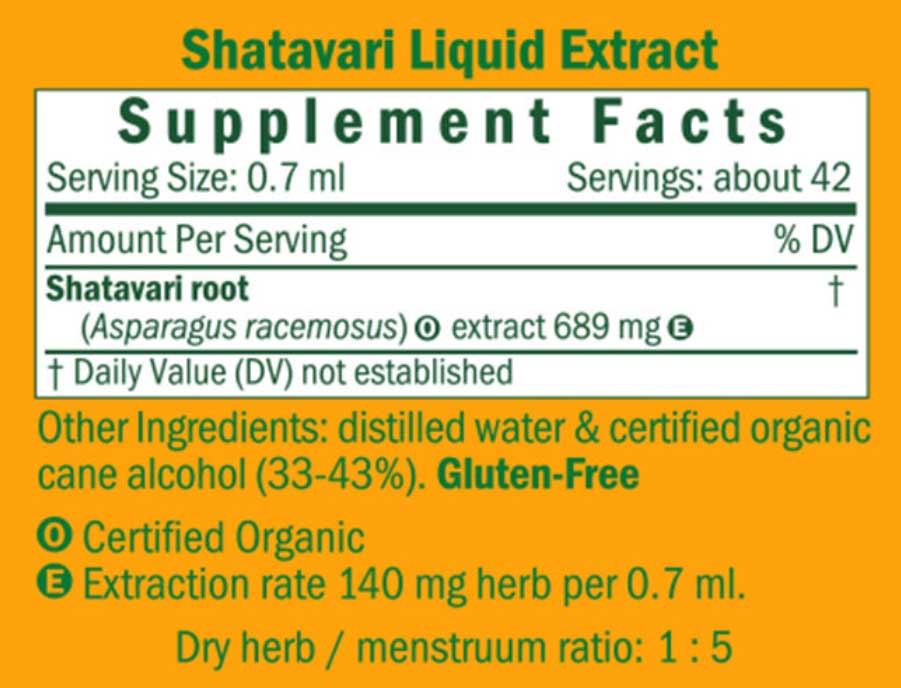Herb Pharm Shatavari Ingredients