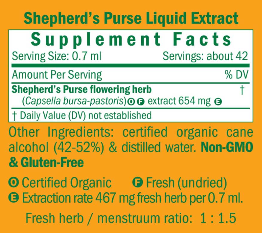 Herb Pharm Shepherd's Purse Ingredients