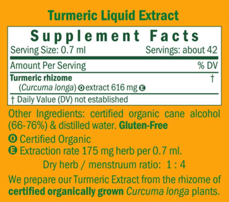 Herb Pharm Turmeric Ingredients