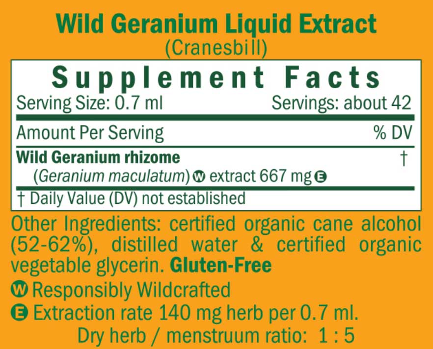 Herb Pharm Wild Geranium Ingredients