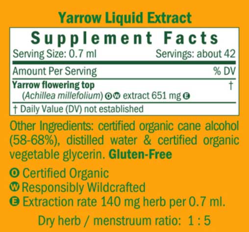 Herb Pharm Yarrow Ingredients