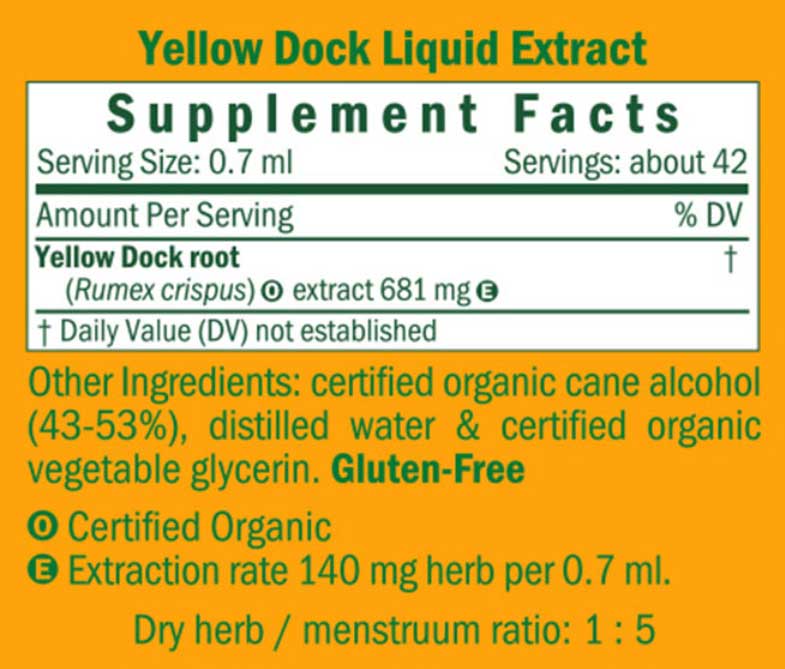 Herb Pharm Yellow Dock Ingredients