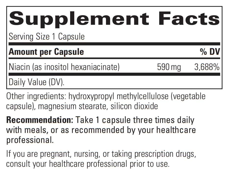 Integrative Therapeutics Flush-Free Niacin Ingredients