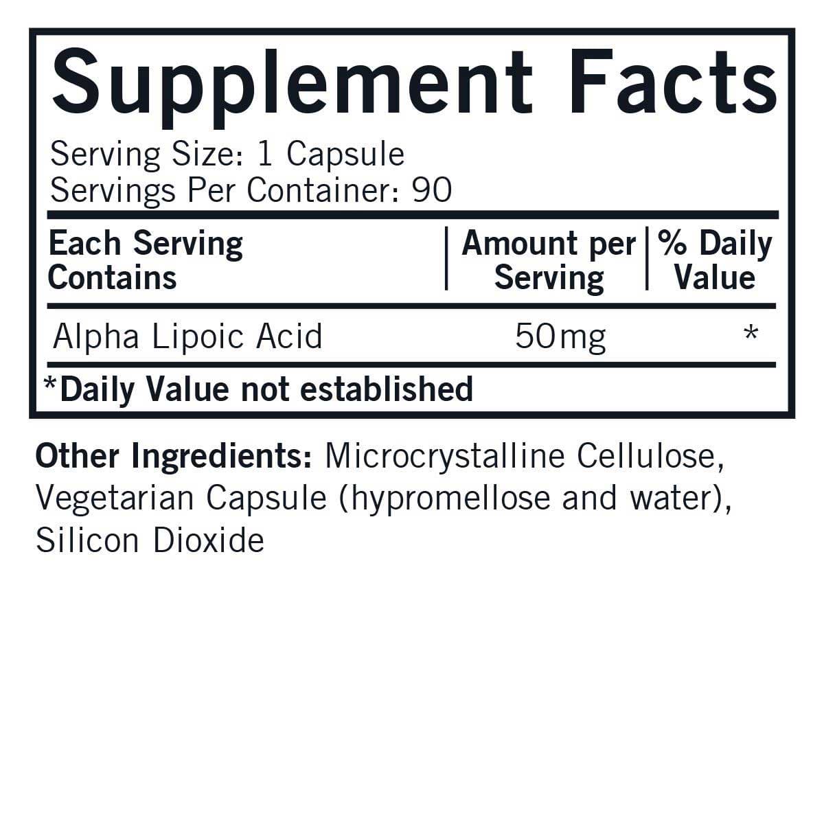 Kirkman Alpha Lipoic Acid 50 mg Ingredients