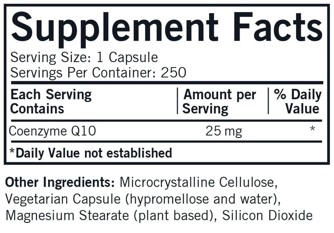 Kirkman Coenzyme Q10 25 mg Capsules Ingredients