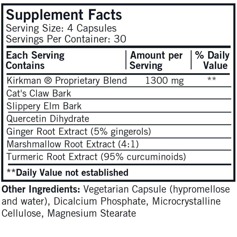 Kirkman Gastromune and Allergy Support Ingredients
