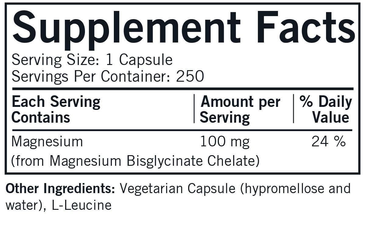 Kirkman Magnesium Bisglycinate Chelate 100 mg Ingredients