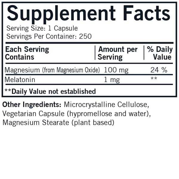 Kirkman Melatonin Plus Magnesium Ingredients