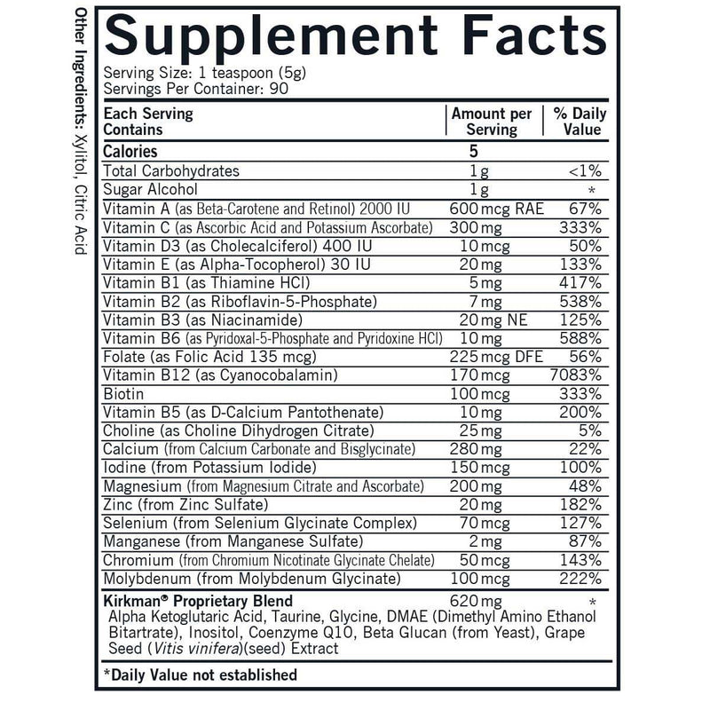 Kirkman Spectrum Complete II Powder Ingredients