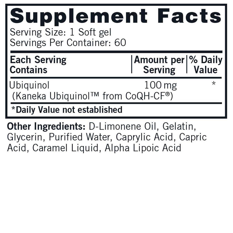 Kirkman Ubiquinol Super CoQ10 100 mg Ingredients