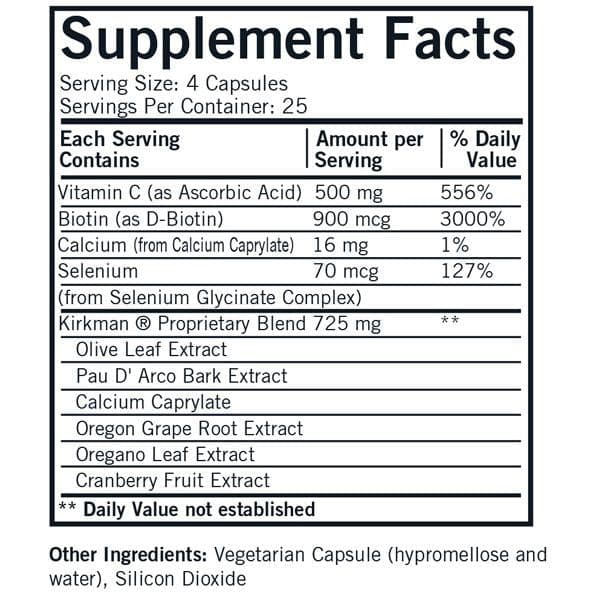 Kirkman Yeast-Aid Advanced Formula Capsules Ingredients