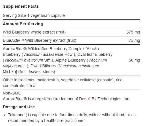 Life Extension Blueberry Extract Ingredients