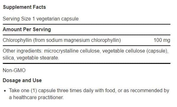 Life Extension Chlorophyllin Ingredients