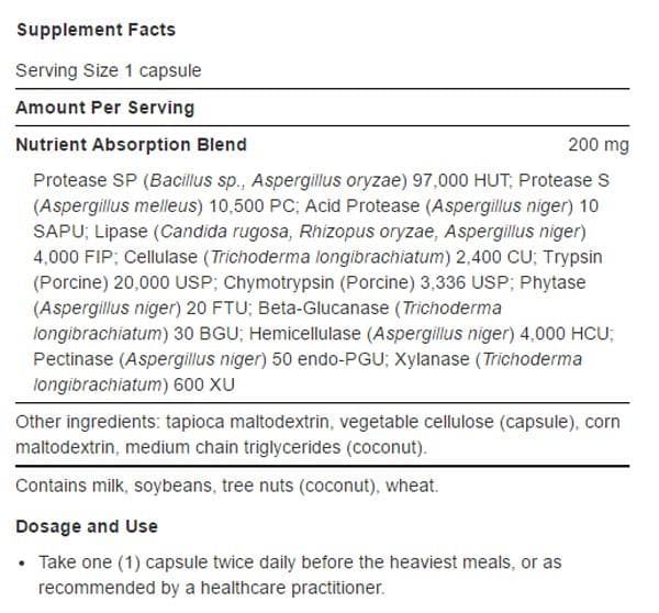 Life Extension Extraordinary Enzymes Ingredients