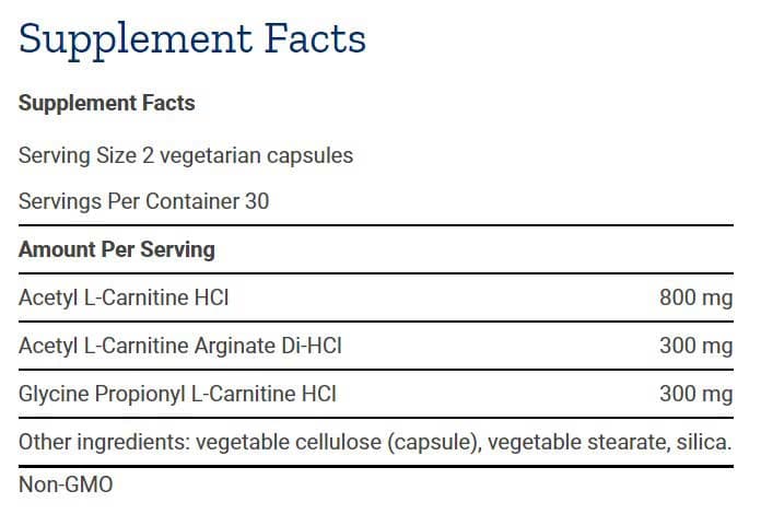 Life Extension Optimized Carnitine Ingredients