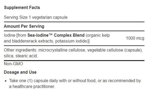 Life Extension Sea-Iodine Ingredients