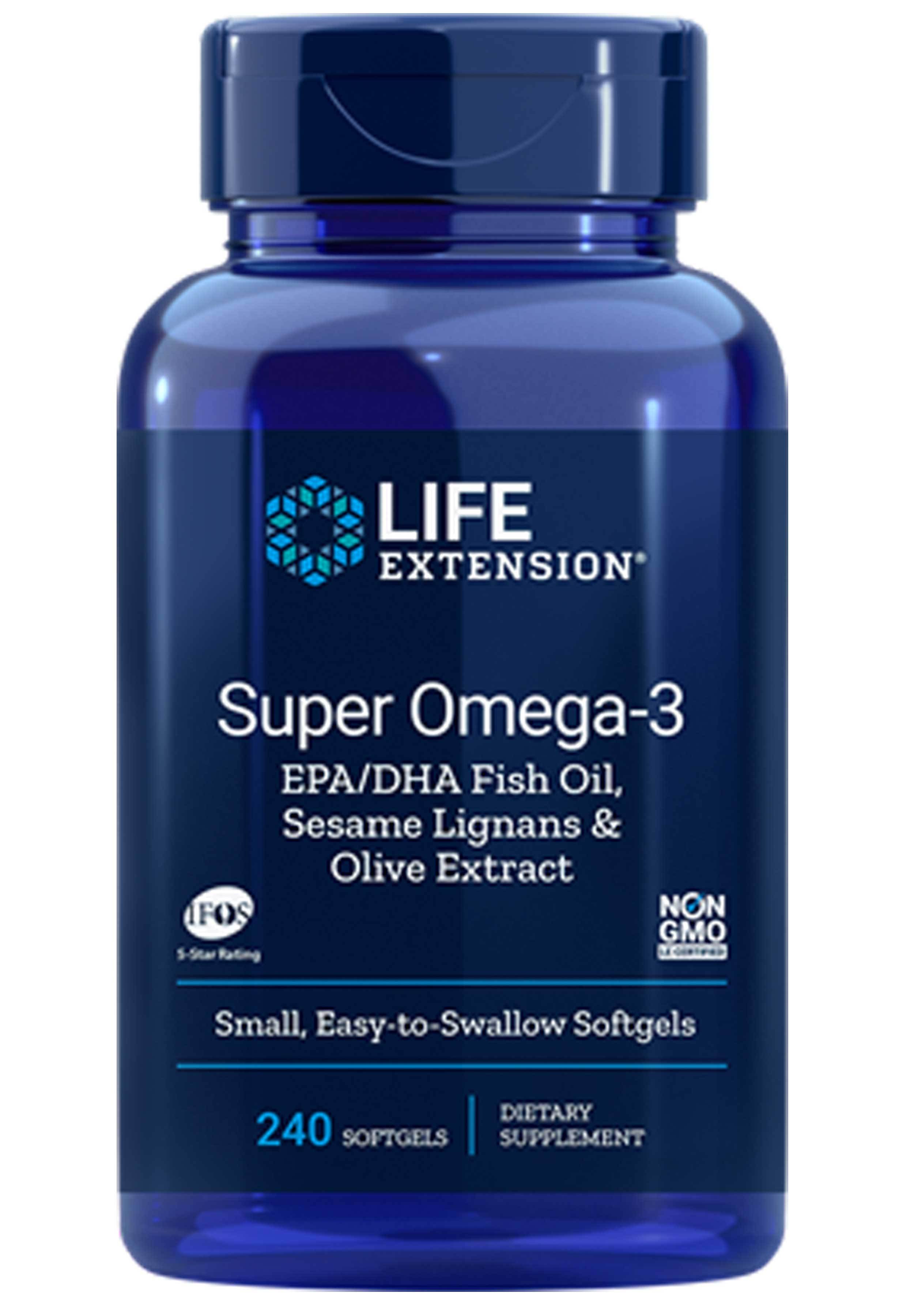 Life Extension Super Omega-3 EPA/DHA Fish Oil, Sesame Lignans & Olive Extract