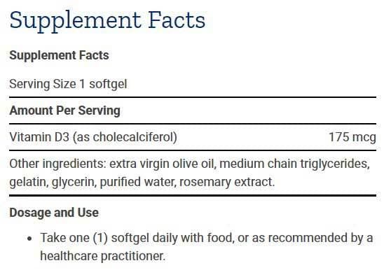 Life Extension Vitamin D3 Ingredients