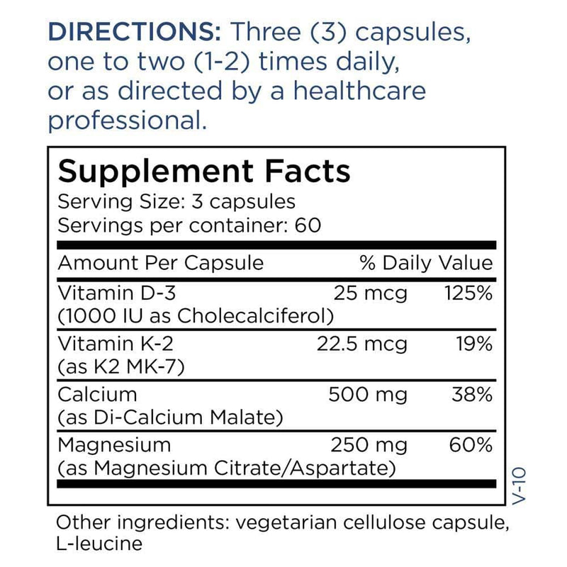Metabolic Maintenance Cal/Mag Plus with Vitamin D and Vitamin K2 Ingredients 