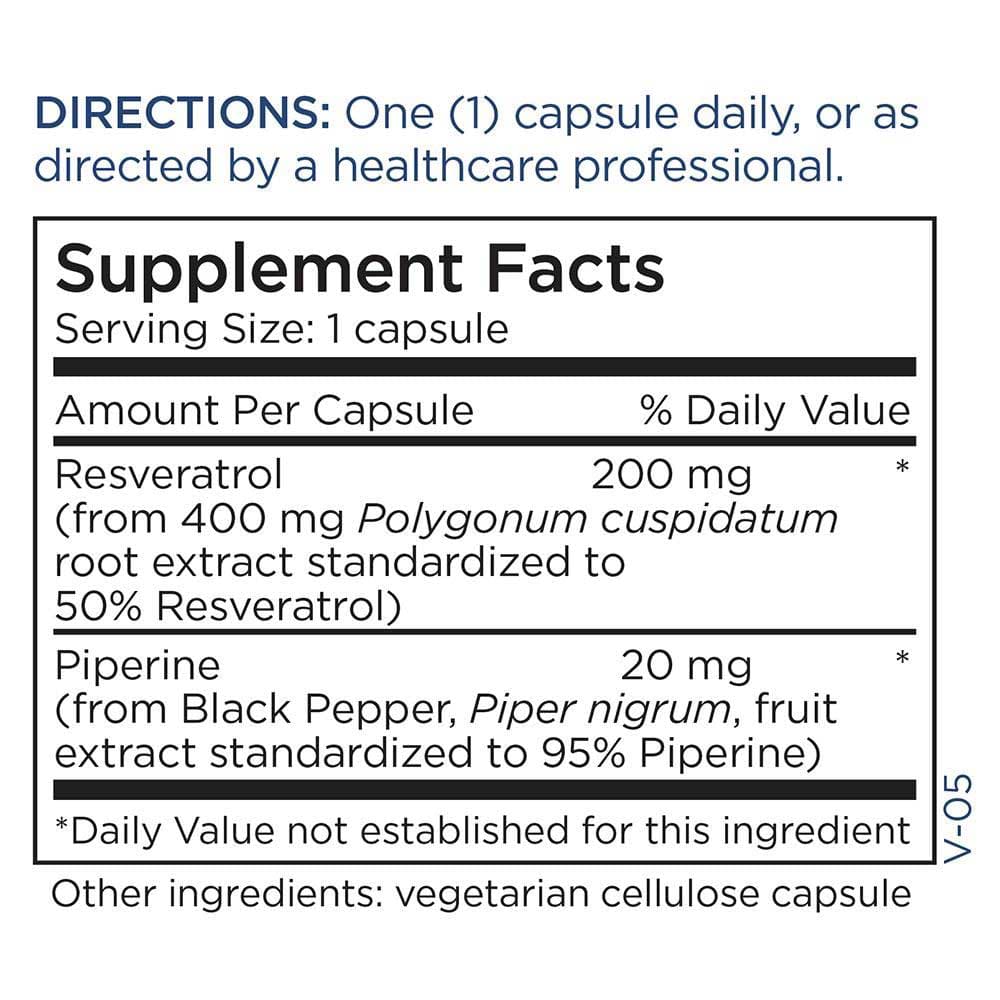 Metabolic Maintenance Resveratrol with Piperine 200 mg Ingredients 
