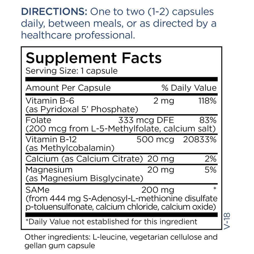 Metabolic Maintenance SAMe + Cofactors 200 mg Ingredients 