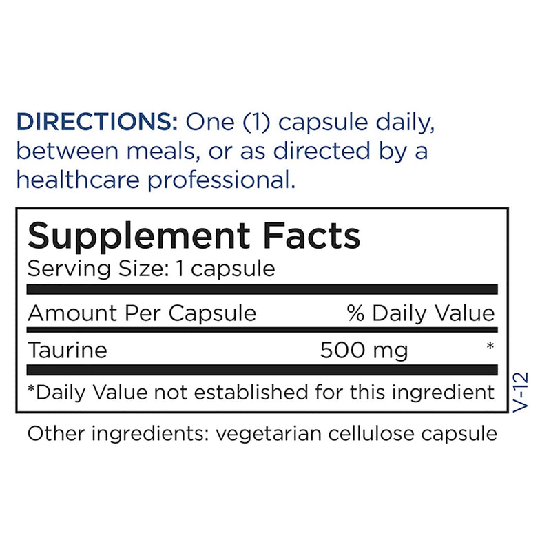 Metabolic Maintenance Taurine 500 mg Ingredients