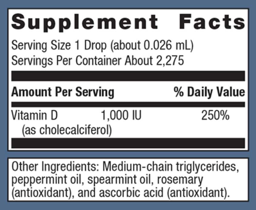 Metagenics MetaKids™ D3 Liquid Ingredients
