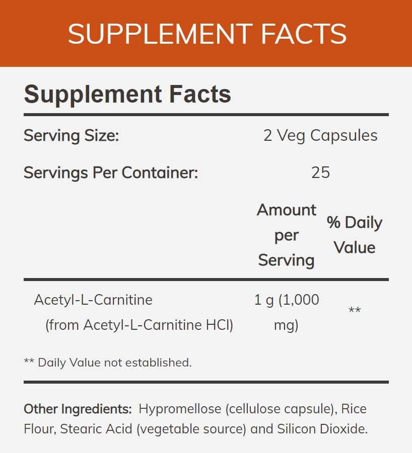 NOW Acetyl-L Carnitine 500 mg Ingredients