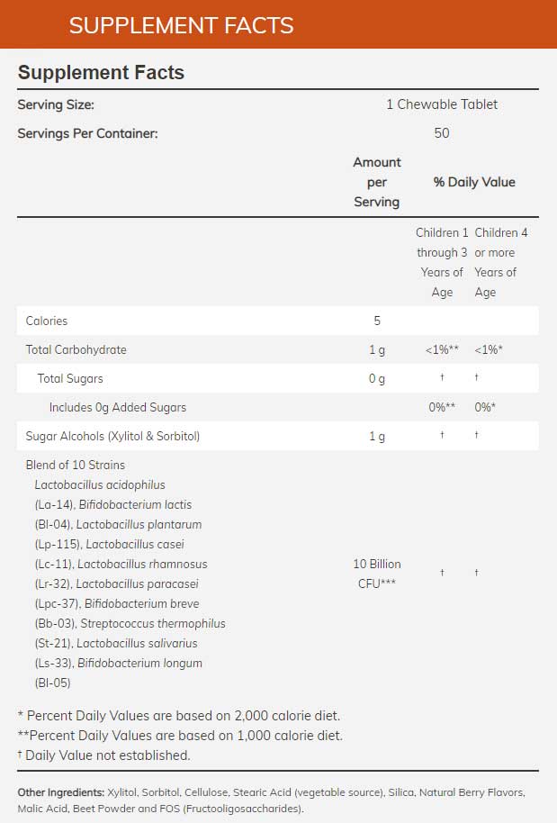 NOW BerryDophilus Extra Strength Ingredients