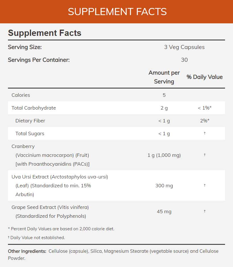 NOW Cranberry with PACs Ingredients