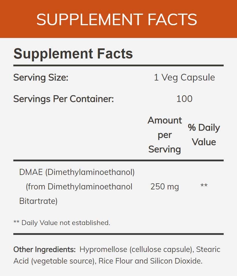 NOW DMAE 250 mg Ingredients