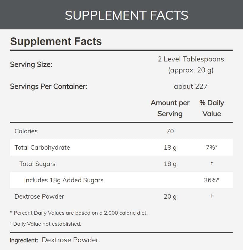 NOW Sports Dextrose Powder Ingredients