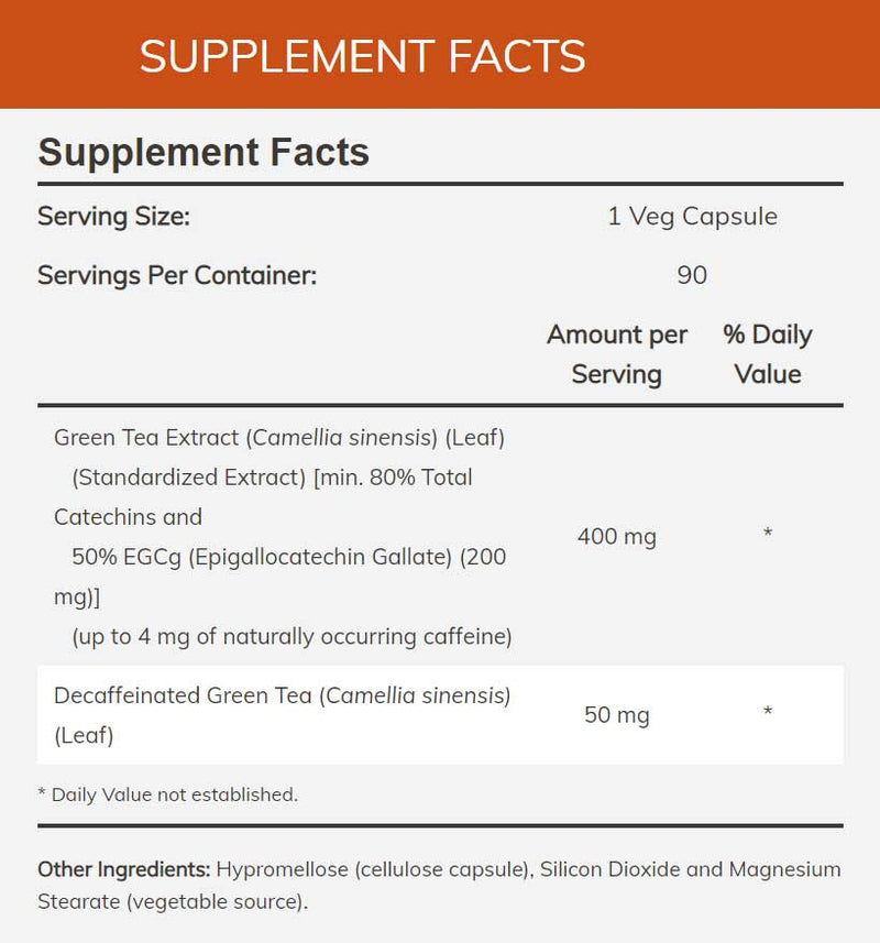 NOW EGCg 400 mg Ingredients