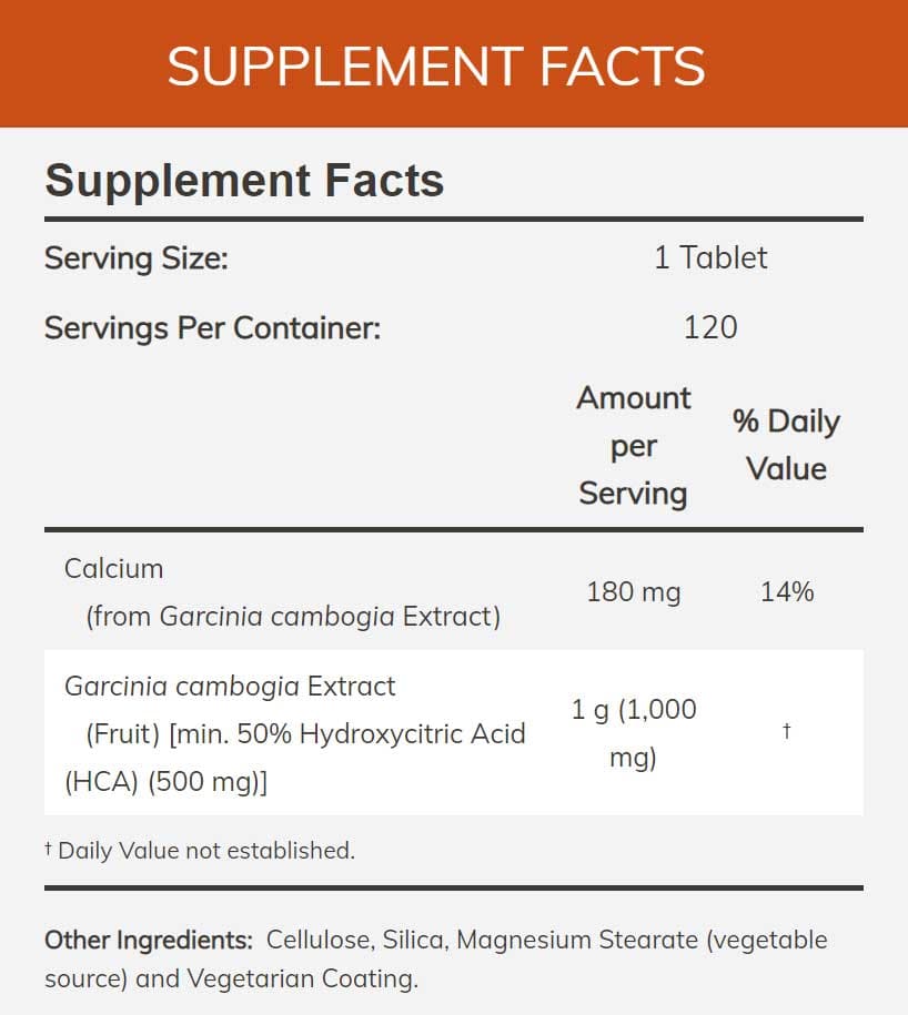 NOW Garcinia 1000 mg Ingredients