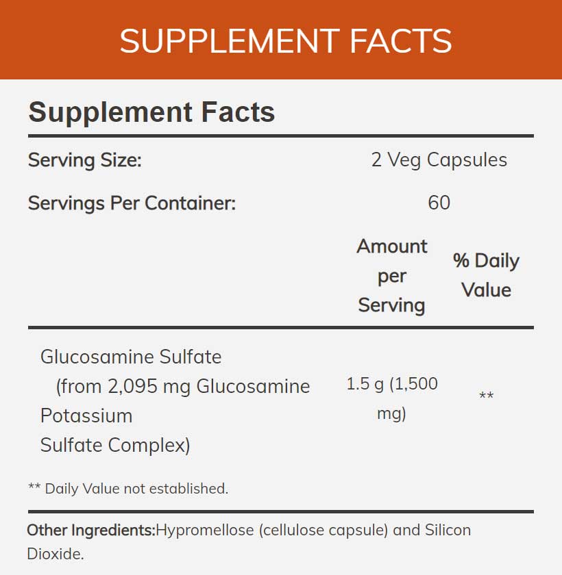 NOW Glucosamine Sulfate 750 mg Ingredients