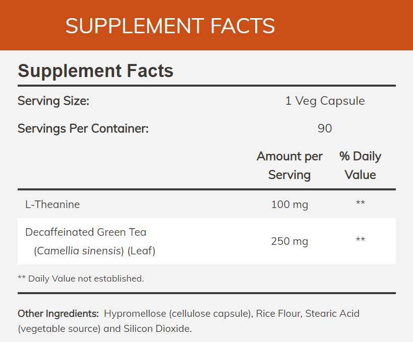 NOW L-Theanine Ingredients