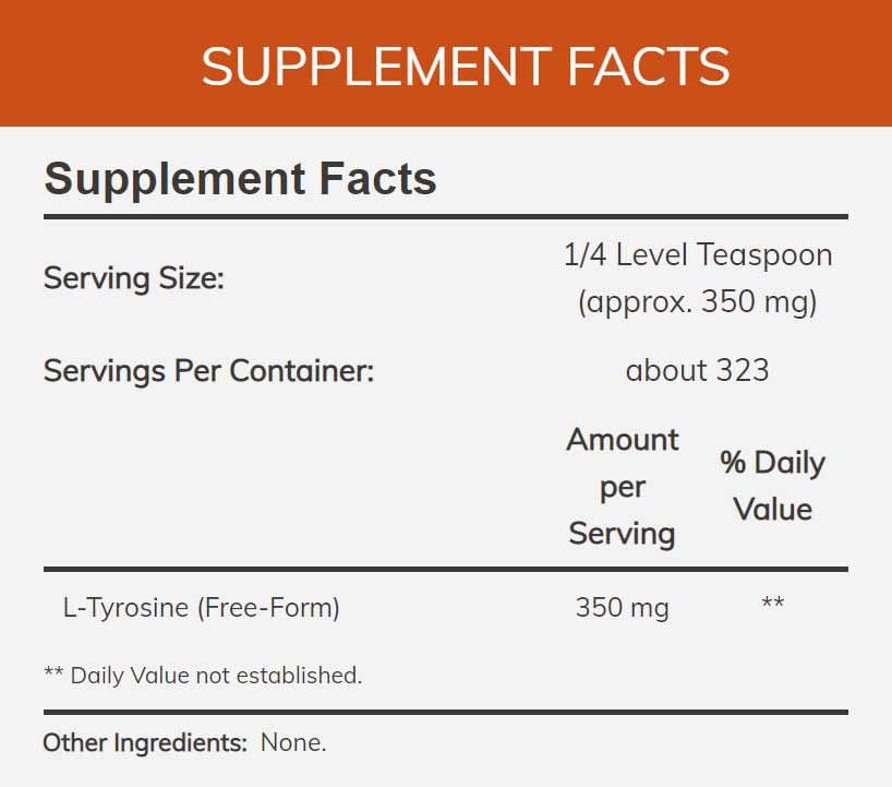 NOW L-Tyrosine Pure Powder Ingredients