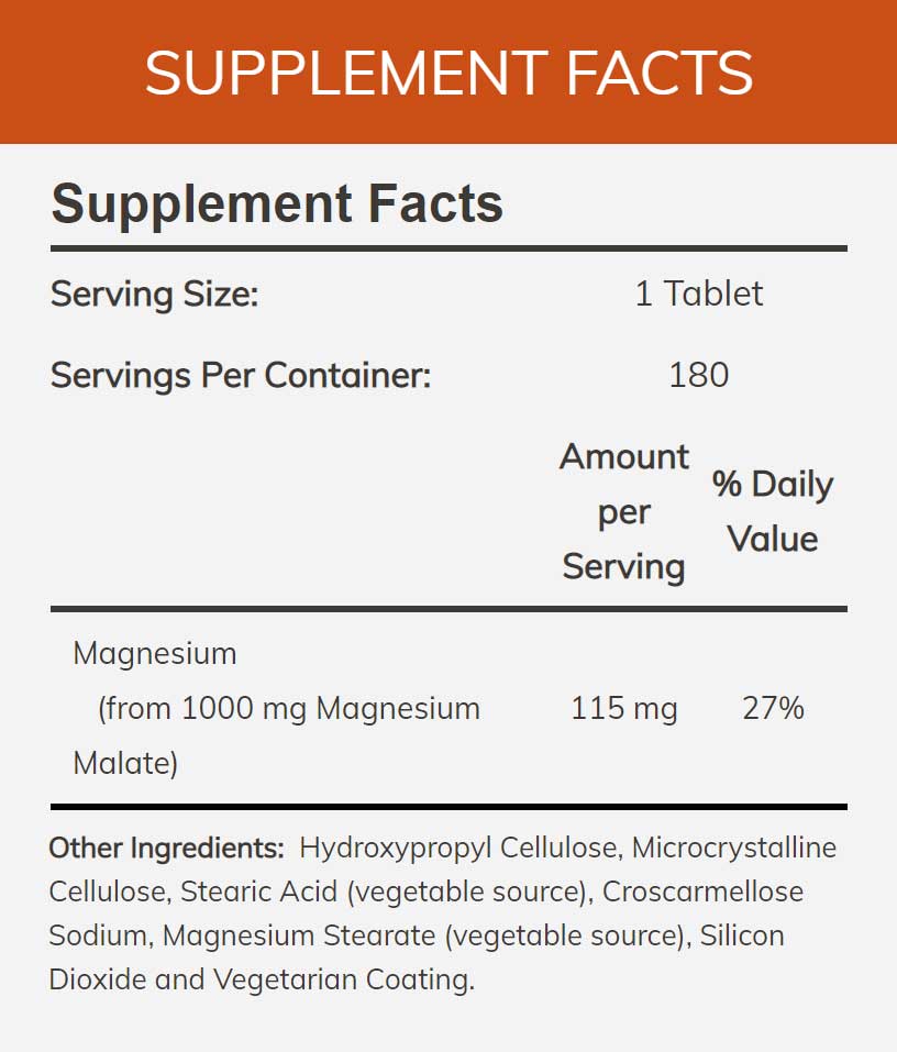 NOW Magnesium Malate 1000 mg Ingredients