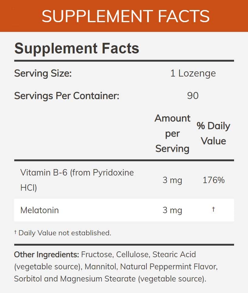 NOW Melatonin 3 mg Lozenges Ingredients